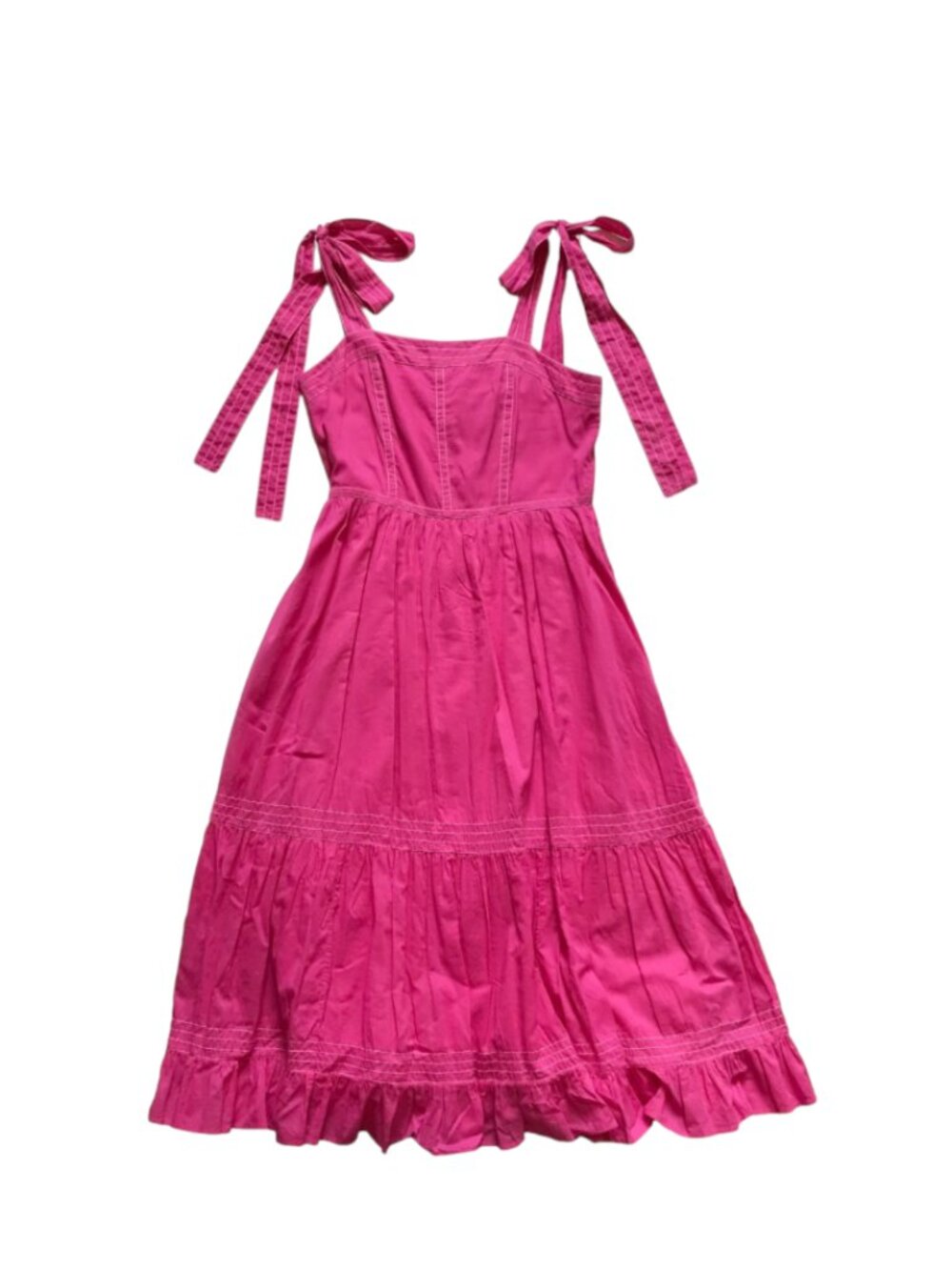 Bamford x Martha Ward Tie Shoulder Midi Maxi Dress Womens XS Pink Organic Cotton